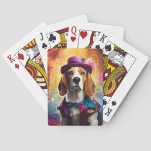 Beagle in Vibrant Costume Playing Cards