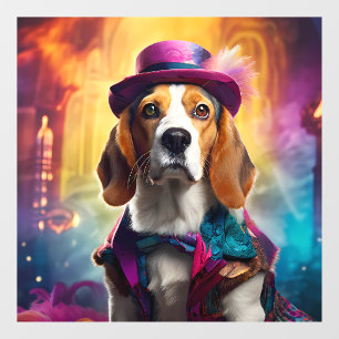 Beagle in Vibrant Costume Window Cling