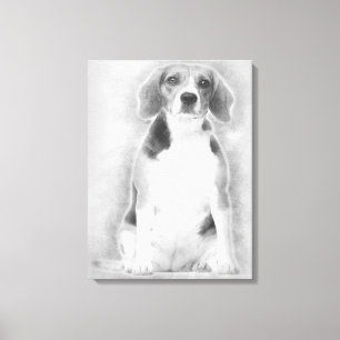 Beagle Is Drawn In Pencil With A Silver Background Canvas Print