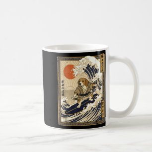 Beagle japanese surfing kanagawa wave funny samura coffee mug