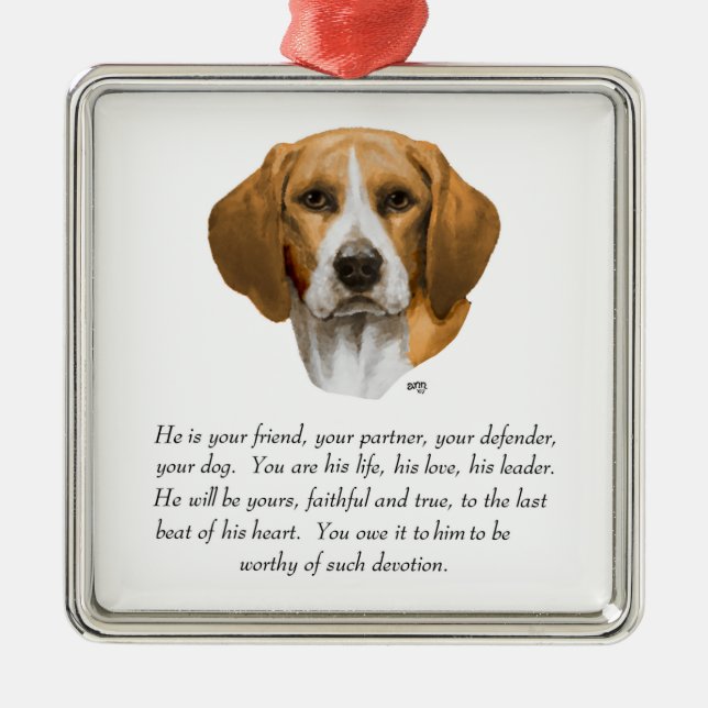 Beagle Keepsake MALE Metal Tree Decoration (Front)