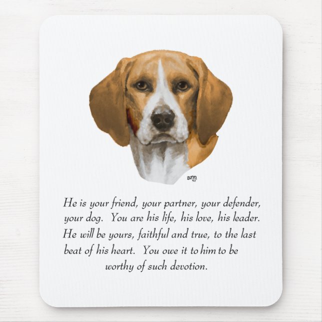 Beagle Keepsake MALE Mouse Mat (Front)