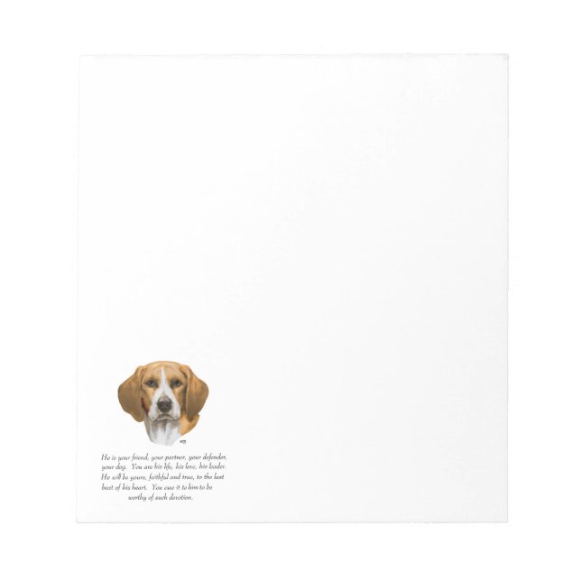 Beagle Keepsake MALE Notepad (Front)