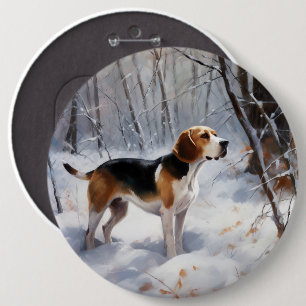 Beagle Let It Snow Christmas 6 Cm Round Badge