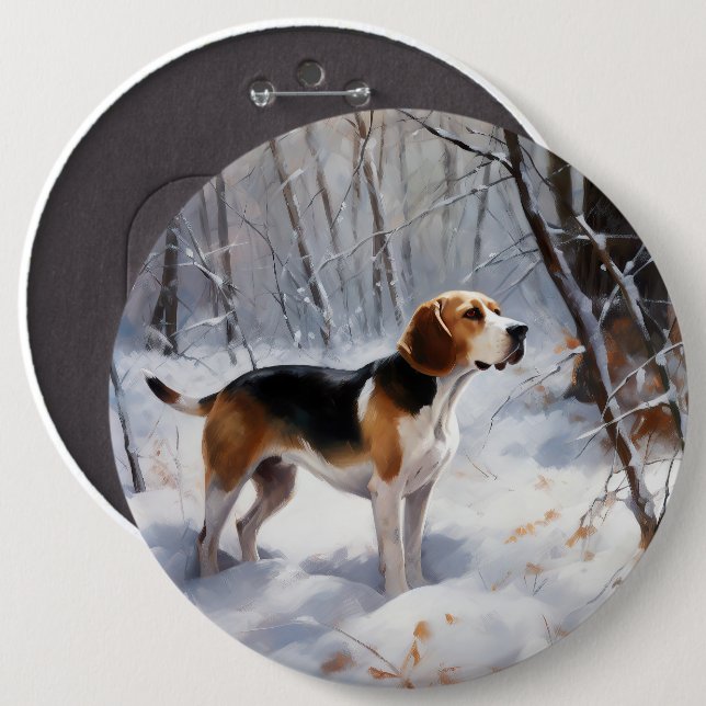 Beagle Let It Snow Christmas  6 Cm Round Badge (Front & Back)