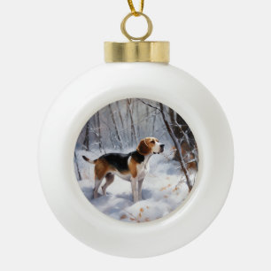 Beagle Let It Snow Christmas  Ceramic Ball Christmas Ornament
