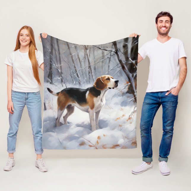 Beagle Let It Snow Christmas  Fleece Blanket (In Situ)