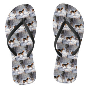 Beagle Let It Snow Christmas  Flip Flops