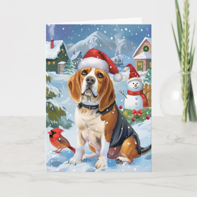 Beagle Let it Snow Christmas Holidays Card (Front)