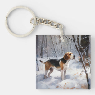 Beagle Let It Snow Christmas  Key Ring