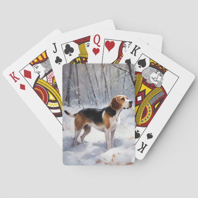 Beagle Let It Snow Christmas  Playing Cards (Back)