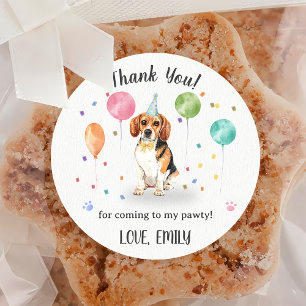 Beagle Lets  Dog Birthday Thank You Classic Round Sticker
