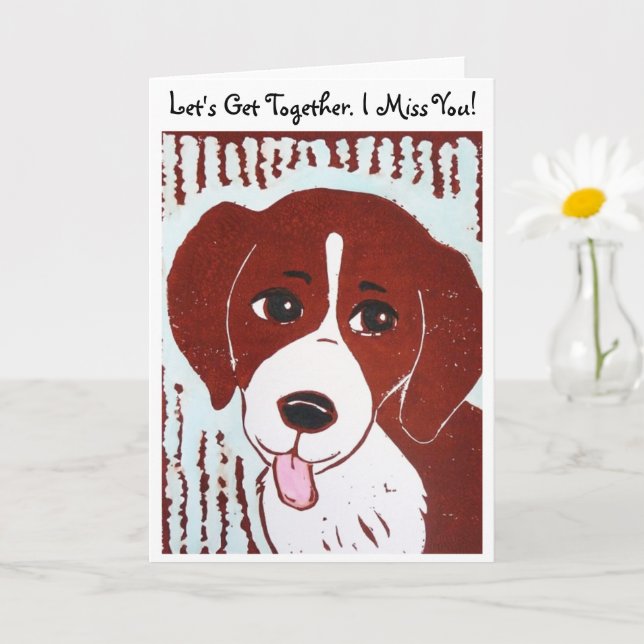 Beagle Let's Get Together. I Miss You! Card (Small Plant)
