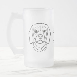 Beagle Line Art, Elegance with Attitude Frosted Glass Beer Mug