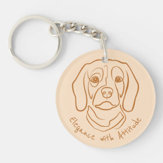 Beagle Line Art, Elegance with Attitude Key Ring