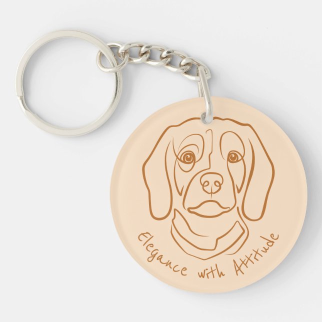 Beagle Line Art, Elegance with Attitude Key Ring (Front)