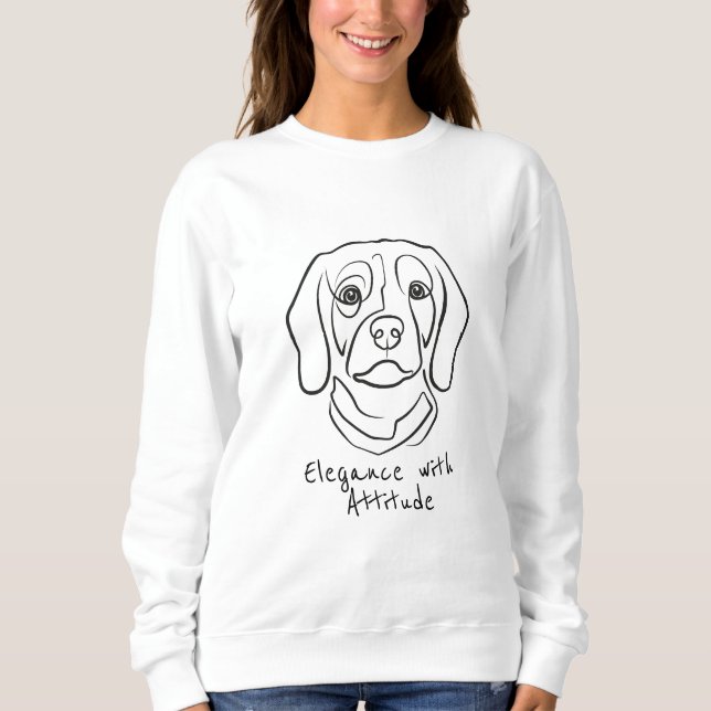 Beagle Line Art, Elegance with Attitude Sweatshirt (Front)