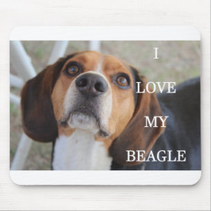 beagle love w pic black red white mouse mat