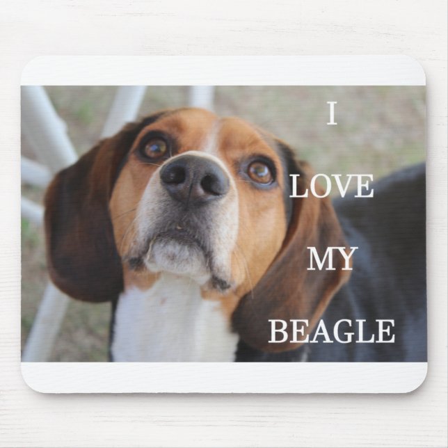 beagle love w pic black red white mouse mat (Front)
