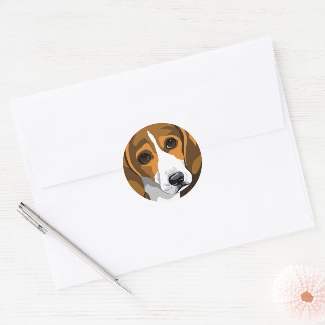 Beagle Lover Classic Round Sticker (Envelope)