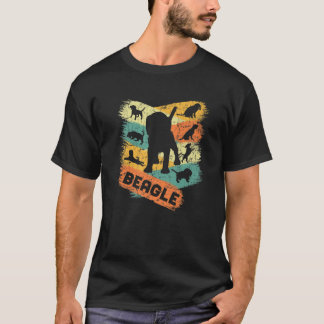 Beagle Lover Retro Vintage Silhouettes Of Dog Beag T-Shirt