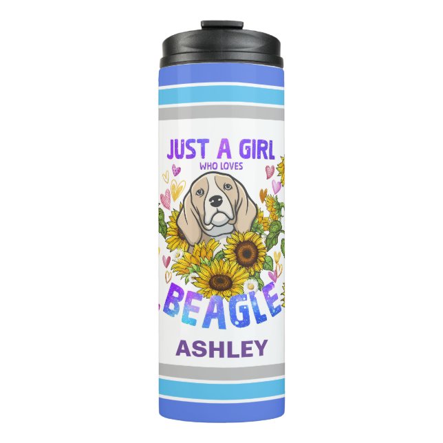 Beagle Lover Sunflower Trainer Floral Thermal Tumbler (Front)