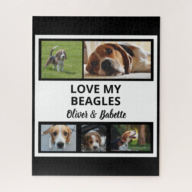 Beagle Lovers Custom Puppy and Dog Photo Collage  Jigsaw Puzzle (Vertical)