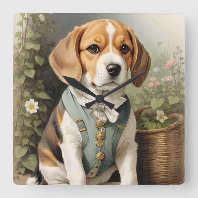  Beagle Lover's  Square Wall Clock (Front)