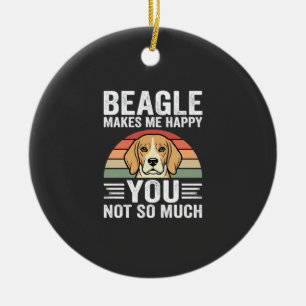 Beagle Makes Me Happy Dog Lover Ceramic Tree Decoration