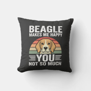 Beagle Makes Me Happy Dog Lover Cushion