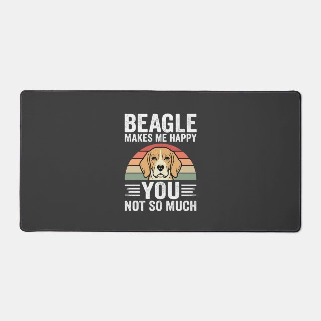 Beagle Makes Me Happy Dog Lover Desk Mat (Front)