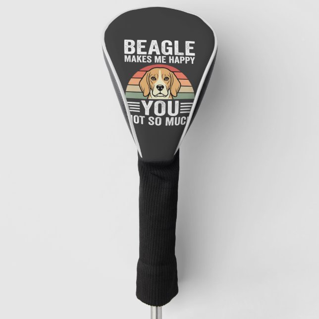 Beagle Makes Me Happy Dog Lover Golf Head Cover (Front)
