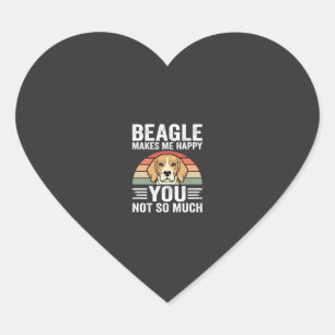 Beagle Makes Me Happy Dog Lover Heart Sticker