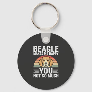Beagle Makes Me Happy Dog Lover Key Ring