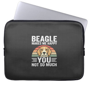 Beagle Makes Me Happy Dog Lover Laptop Sleeve