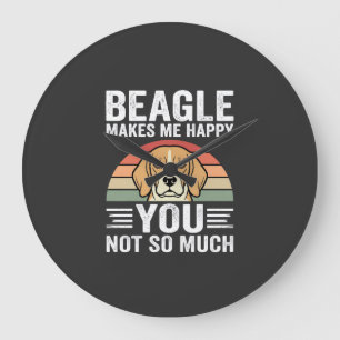 Beagle Makes Me Happy Dog Lover Large Clock