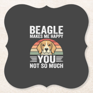 Beagle Makes Me Happy Dog Lover Paper Coaster
