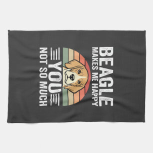 Beagle Makes Me Happy Dog Lover Tea Towel