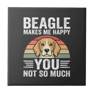 Beagle Makes Me Happy Dog Lover Tile