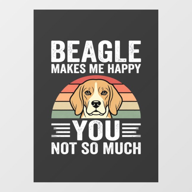 Beagle Makes Me Happy Dog Lover Window Cling (Sheet)