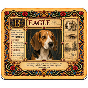 Beagle, Mediaeval Bestiary Art Mouse Mat