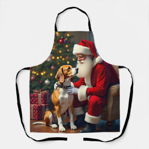 Beagle Meets Santa Christmas Painting Apron