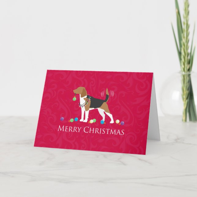 Beagle Merry Christmas Design Holiday Card (Front)