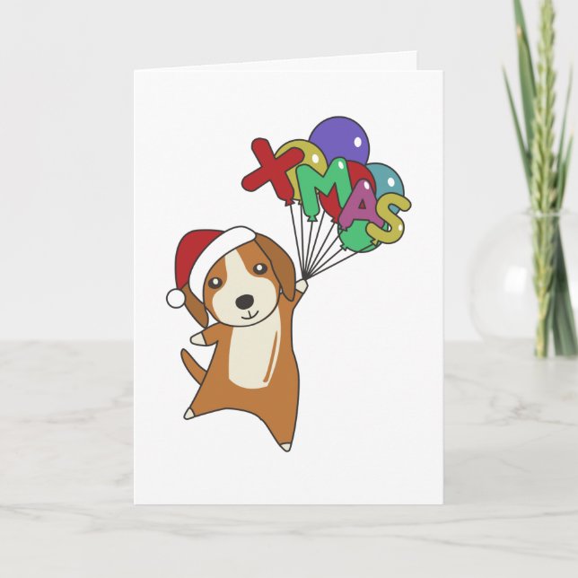 Beagle Merry Christmas Winter Animal Dog Adult Clo Holiday Card (Front)