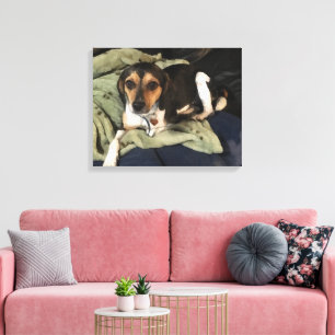 Beagle Mix Dog Low-Poly Digital Art Canvas Print