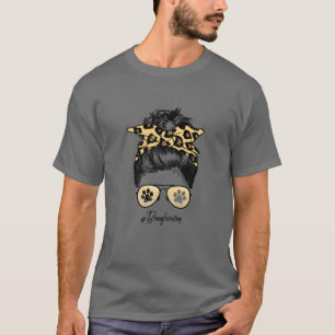 Beagle Mom Dog Mom Messy Hair Bun Leopard Print Wo T-Shirt