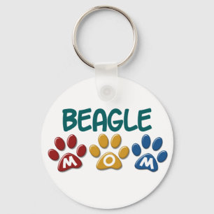 BEAGLE MOM Paw Print Key Ring