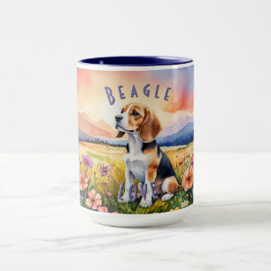 Beagle Mug, Customisable Farm Sunrise Mug