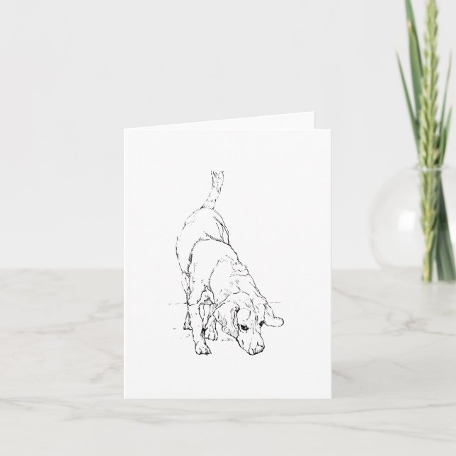 Beagle Mug – Hand Drawn Ink Dog  Card (Front)