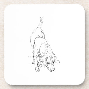 Beagle Mug – Hand Drawn Ink Dog  Coaster
